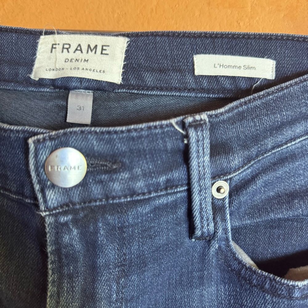 FRAME L’Homme Slim Jeans 31 Placid Dark Blue Made in USA - Picture 2 of 10